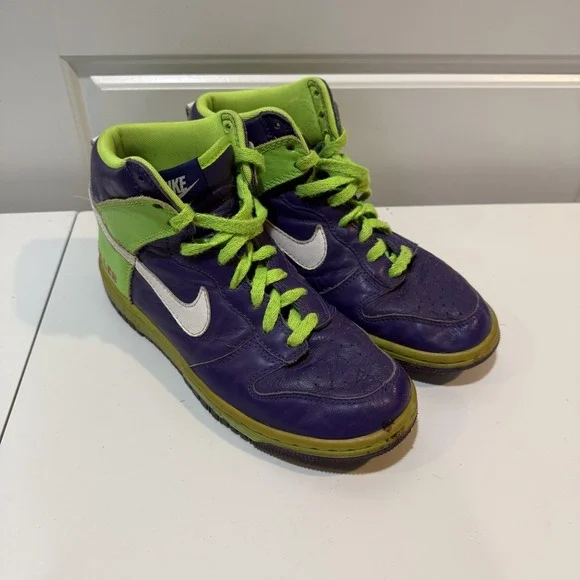 Nike Dunk High ID Shoes Womens Size 8 Purple Green Leather Sneakers 533136-091 - Picture 3 of 8